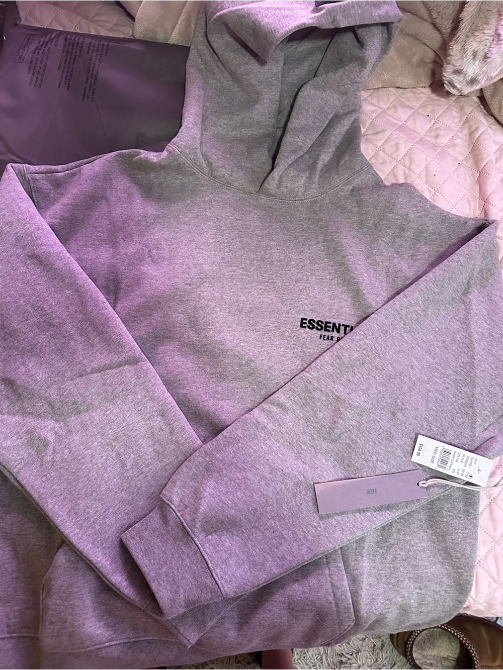 Essentials Grey Logo Pullover Hoodie